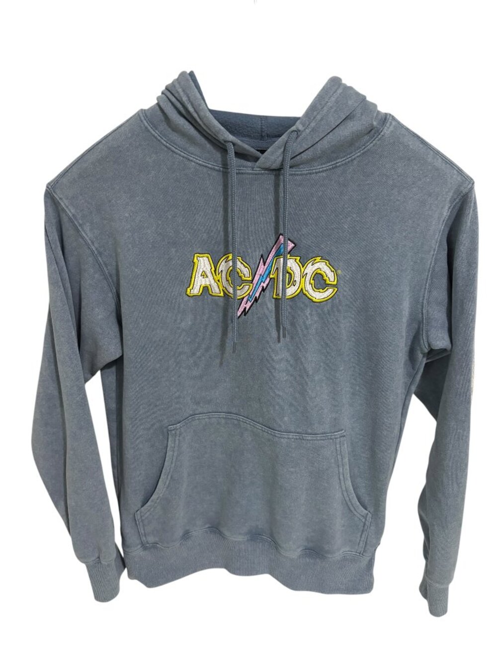 AC DC Music 1978 Tour Hooded Sweatshirt Size Small Light Blue Logo